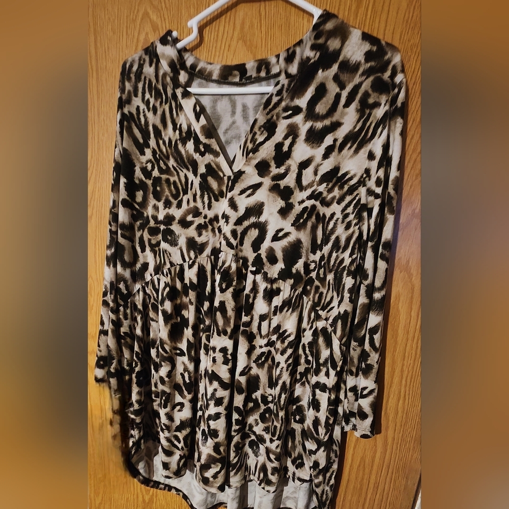 Leopard Print V-Neck Women's Top